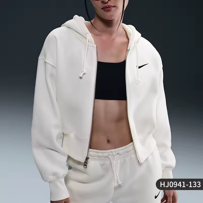 Casaco Curto com Capuz Feminino Nike Oficial Forrado em Fleece e Aconchegante – HJ0941-133