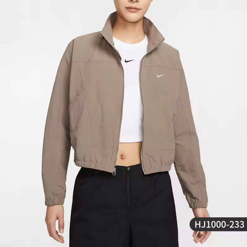 Casaco desportivo casual feminino Nike oficial com fecho de correr e manga comprida HJ1000-233