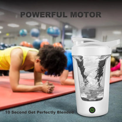 Shaker portátil de 450 ml para proteína em pó, garrafa de fitness, caneca desportiva para nutrição, ideal para musculação e preparação de bebidas de treino.
