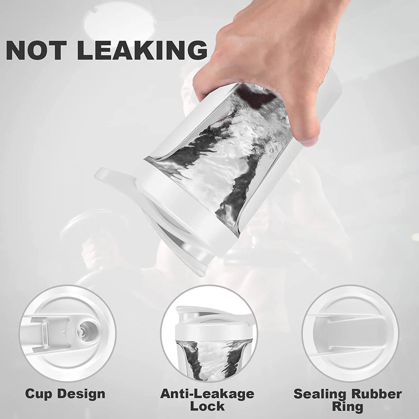 Shaker portátil de 450 ml para proteína em pó, garrafa de fitness, caneca desportiva para nutrição, ideal para musculação e preparação de bebidas de treino.