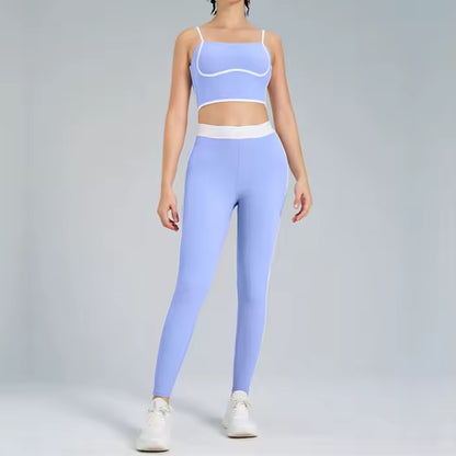 Conjunto feminino de ioga com 2 peças — roupa desportiva de ginásio, leggings fitness e top desportivo para treino.