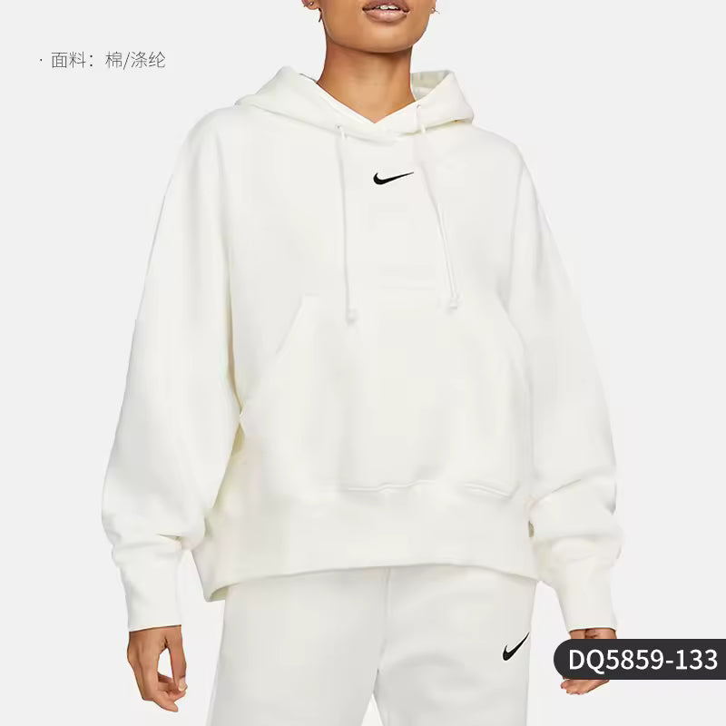 Moletom feminino oficial Nike autêntico 2024, de malha com forro polar quente DQ5859-133