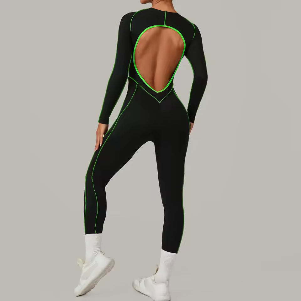 Macacão desportivo feminino, fato de treino, macacão de ginásio para corrida, conjunto de fitness e yoga, roupa desportiva activewear.