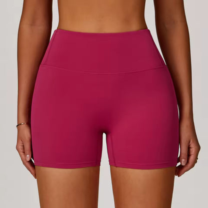 Shorts desportivos femininos de cintura alta, push up, de alta elasticidade, ideais para yoga, corrida, ginásio e treino