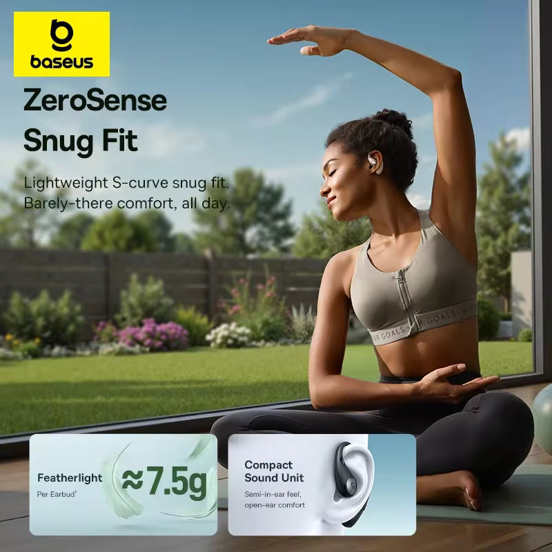 Baseus Eli Sport 2 – Auscultadores Sem Fios de Orelha Aberta Bluetooth 6.0, OWS, Áudio de Alta Resolução com LDAC e Ganchos Desportivos