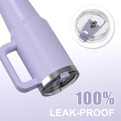 Copo térmico de aço inoxidável de grande capacidade, com alça e canudo, 30/40 oz, caneca de café com isolamento a vácuo de parede dupla.