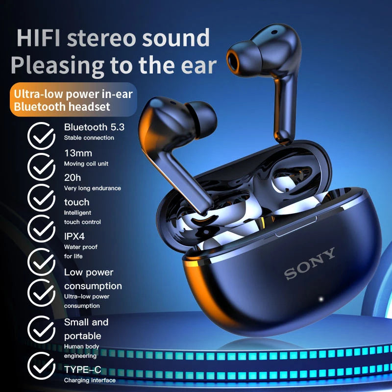 Auscultadores Sony Air 7 TWS Bluetooth HiFi Sem Fios com Microfone Redução de Ruído Earbuds Gaming
