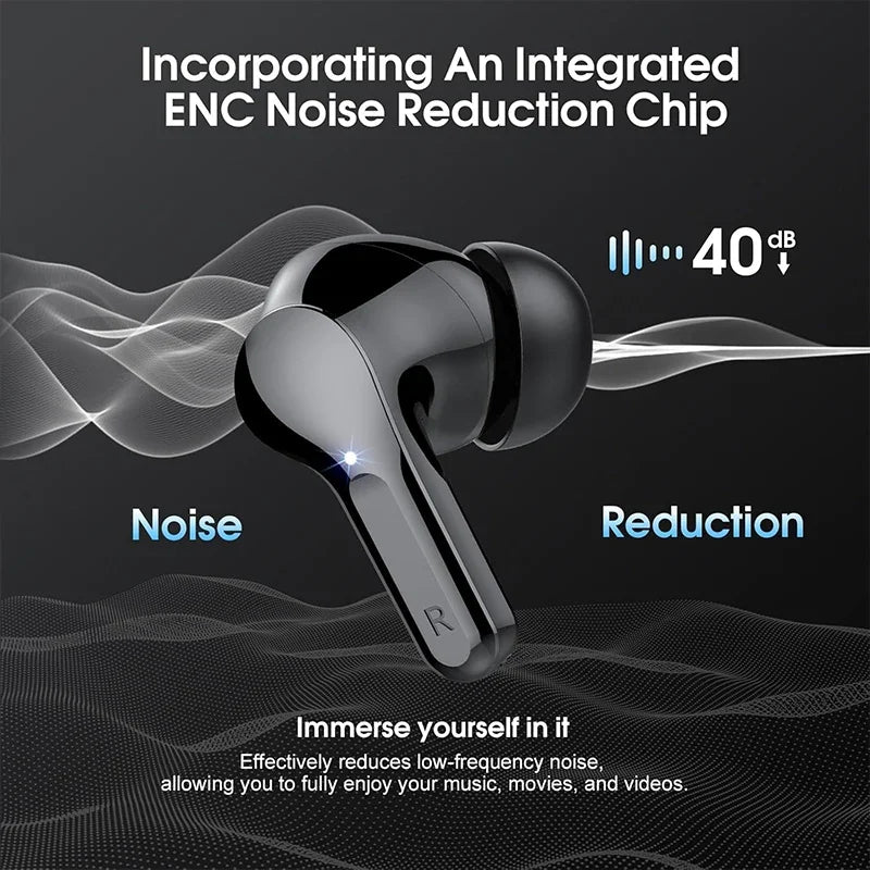 Novos Auriculares Sem Fios HiFi Estéreo BT5.3 com Cancelamento de Ruído ENC, Autonomia de 48H, Ecrã LED e Impermeabilidade IP7