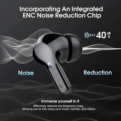 Novos Auriculares Sem Fios HiFi Estéreo BT5.3 com Cancelamento de Ruído ENC, Autonomia de 48H, Ecrã LED e Impermeabilidade IP7