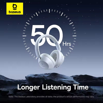 Baseus Bass 30 Max – Auscultadores Sem Fios Bluetooth 5.3, com Reforço de Graves de 40 mm, Design Dobrável Sobre a Orelha, Autonomia de 50 horas e Modo de Jogo