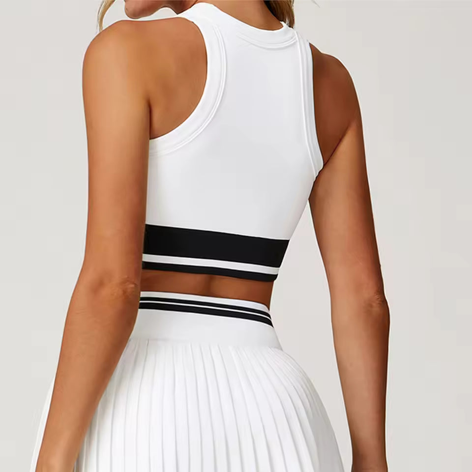 Sutiã desportivo feminino de bloco de cores, anti-suor, push up, à prova de impacto, ideal para treino, ginásio e yoga