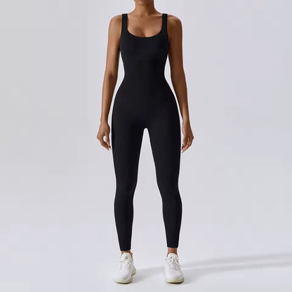 Conjunto feminino de ioga sem costuras para primavera — peça única, body para treino de fitness, dança e ginásio, com efeito push up e compressão abdominal.