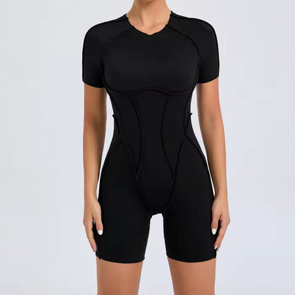 Macacão desportivo acolchoado — conjunto feminino de ginásio e ioga, ideal para treino e fitness.