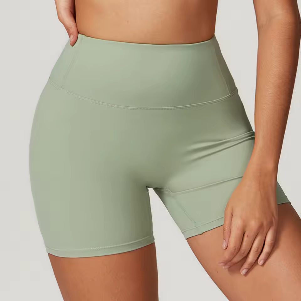 Shorts desportivos femininos de cintura alta, push up, de alta elasticidade, ideais para yoga, corrida, ginásio e treino