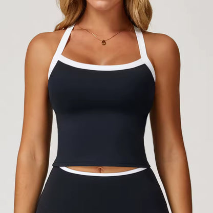 Sutiã Desportivo Feminino com Costas em Cruz — Respirável, Antichoque, Ideal para Treino, Corrida, Fitness e Yoga, com Efeito Push Up e Design em Bloco de Cores