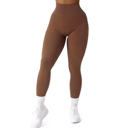 Leggings de yoga de cintura subida para mulher, sem costuras, ideais para desporto, ginásio e fitness, com controlo de barriga e adequadas para corrida.
