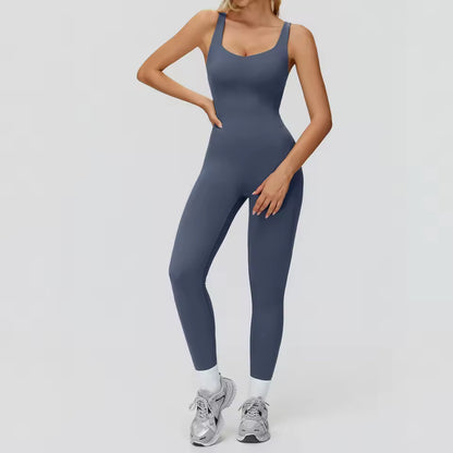 Macacão feminino de fitness e desporto, conjunto de ioga respirável e de secagem rápida, roupa desportiva feminina para ginásio com efeito push up.
