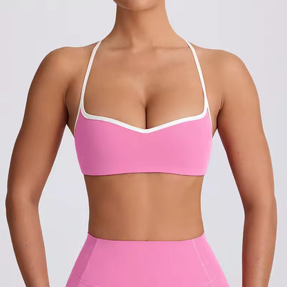 Conjunto de yoga feminino 2025 – cintura alta, efeito push-up e modelador, composto por top desportivo sem costas e leggings de compressão, ideal para treino, ginásio e yoga.