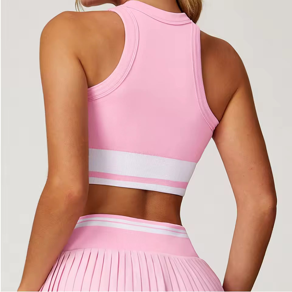 Sutiã desportivo feminino de bloco de cores, anti-suor, push up, à prova de impacto, ideal para treino, ginásio e yoga