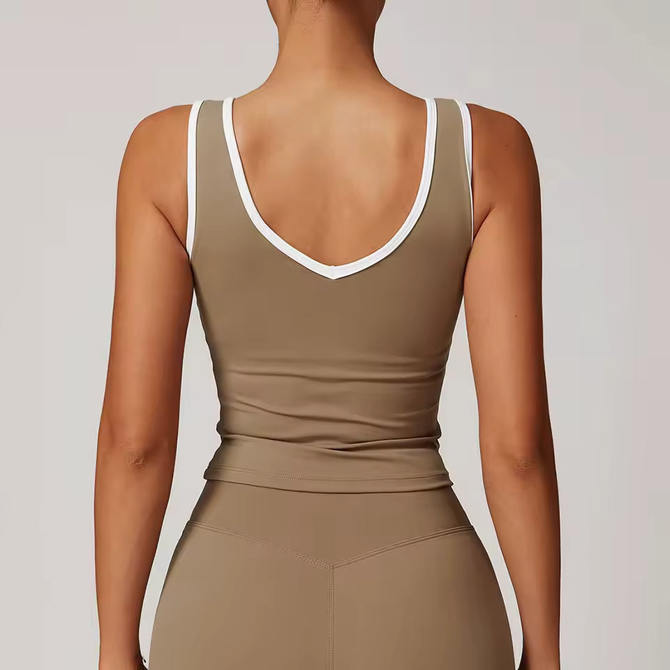 Top desportivo feminino sem costas push-up — respirável, ideal para yoga, ginásio e treino fitness