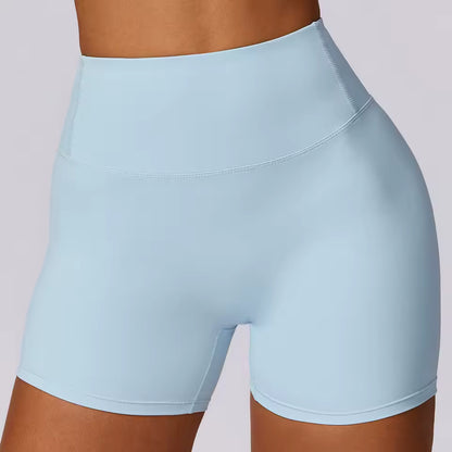 Shorts desportivos femininos de cintura alta, push up, de alta elasticidade, ideais para yoga, corrida, ginásio e treino
