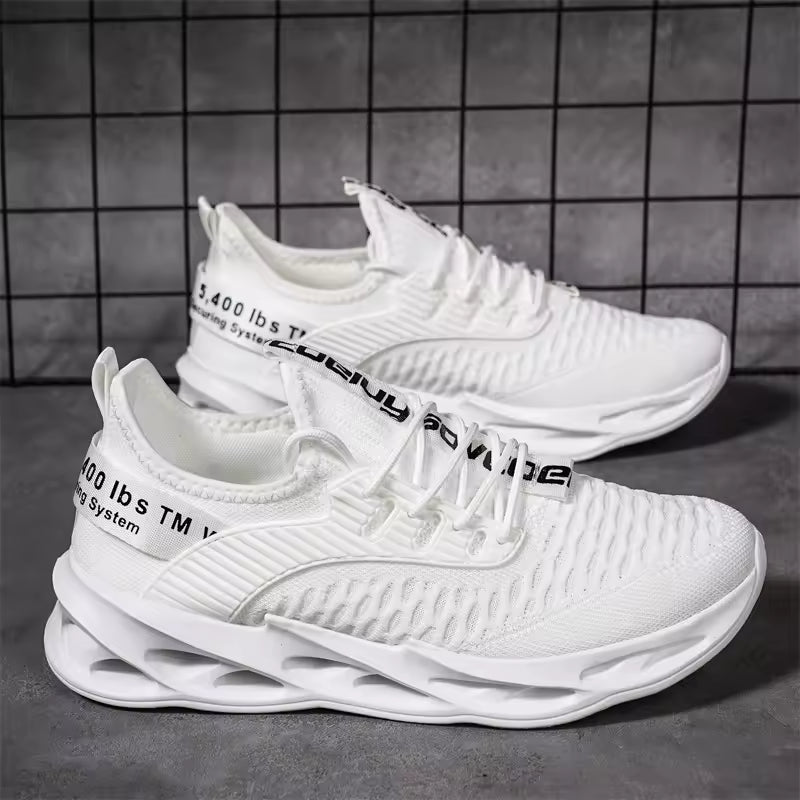 Ténis casuais em destaque — modelo com sola em lâmina, leve e respirável, ideal para corrida e atividades desportivas