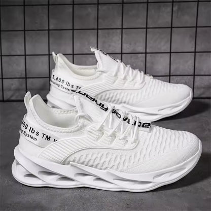 Ténis casuais em destaque — modelo com sola em lâmina, leve e respirável, ideal para corrida e atividades desportivas