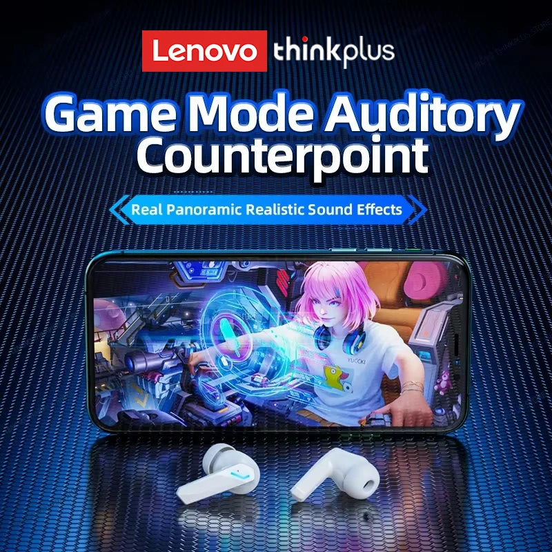 Choice Lenovo GM2 Pro Auricular Bluetooth 5.3 com Microfone 9D Estéreo Pro 6 Earbuds Dois Modos Música/Jogo Sem Fios