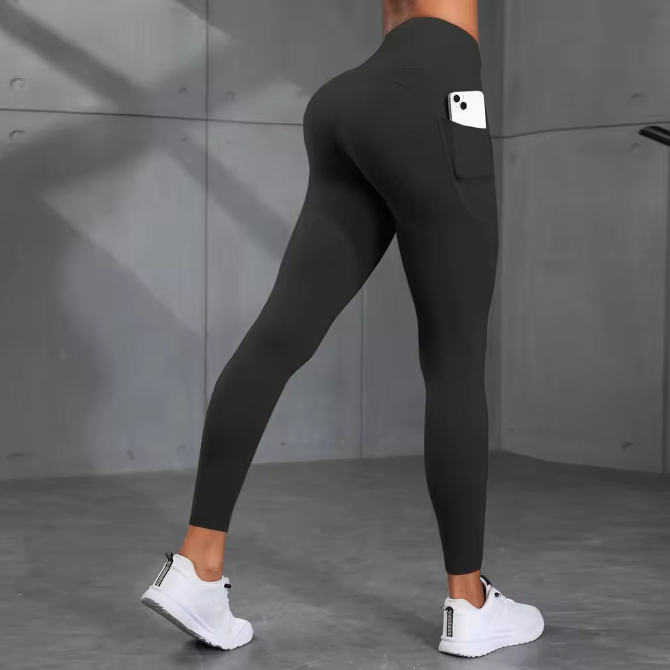 Leggings desportivas femininas com bolso e estampado camuflado, de cintura alta e efeito push-up, ideais para corrida, fitness, yoga e atividades ao ar livre, à prova de agachamento.