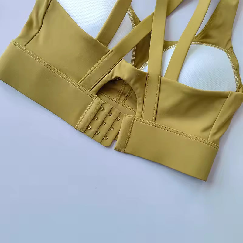 Sutiã desportivo feminino de yoga com absorção de impacto, anti-flacidez e de secagem rápida