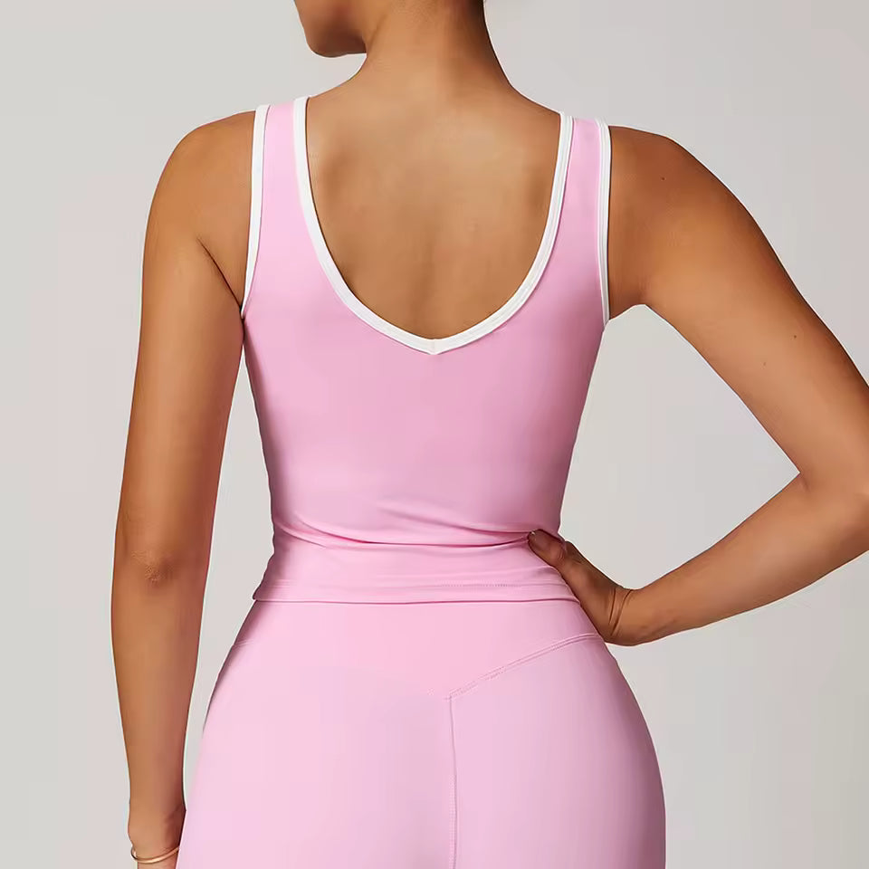 Top desportivo feminino sem costas push-up — respirável, ideal para yoga, ginásio e treino fitness