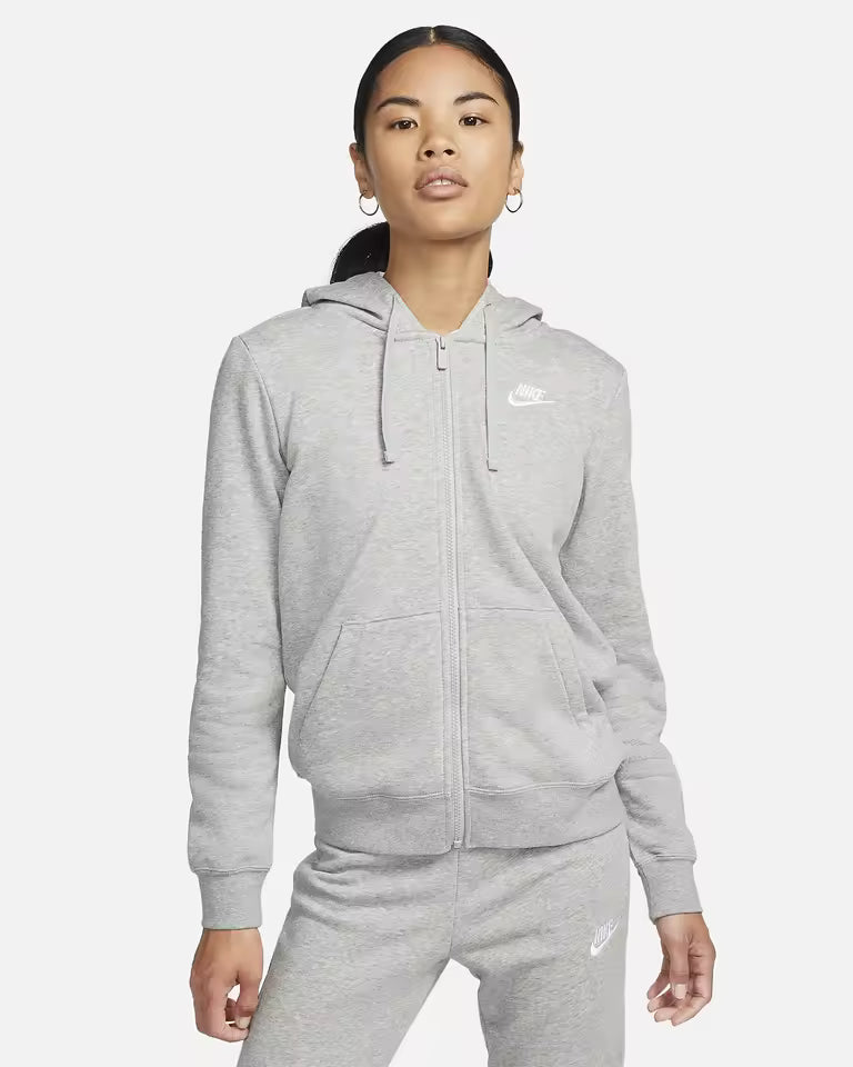 Casaco Leve Feminino com Capuz e Fecho Completo Nike Sportswear Club Fleece