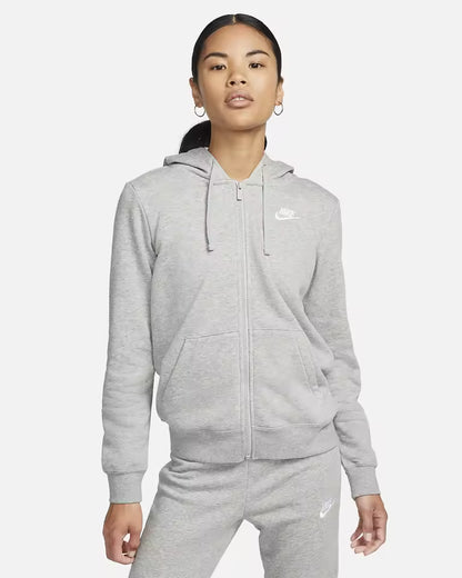 Casaco Leve Feminino com Capuz e Fecho Completo Nike Sportswear Club Fleece