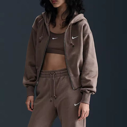 Casaco Nike Oficial Autêntico de Outono/Inverno para Mulher, Cintura Curta, Malha Quente HJ0941-233"
