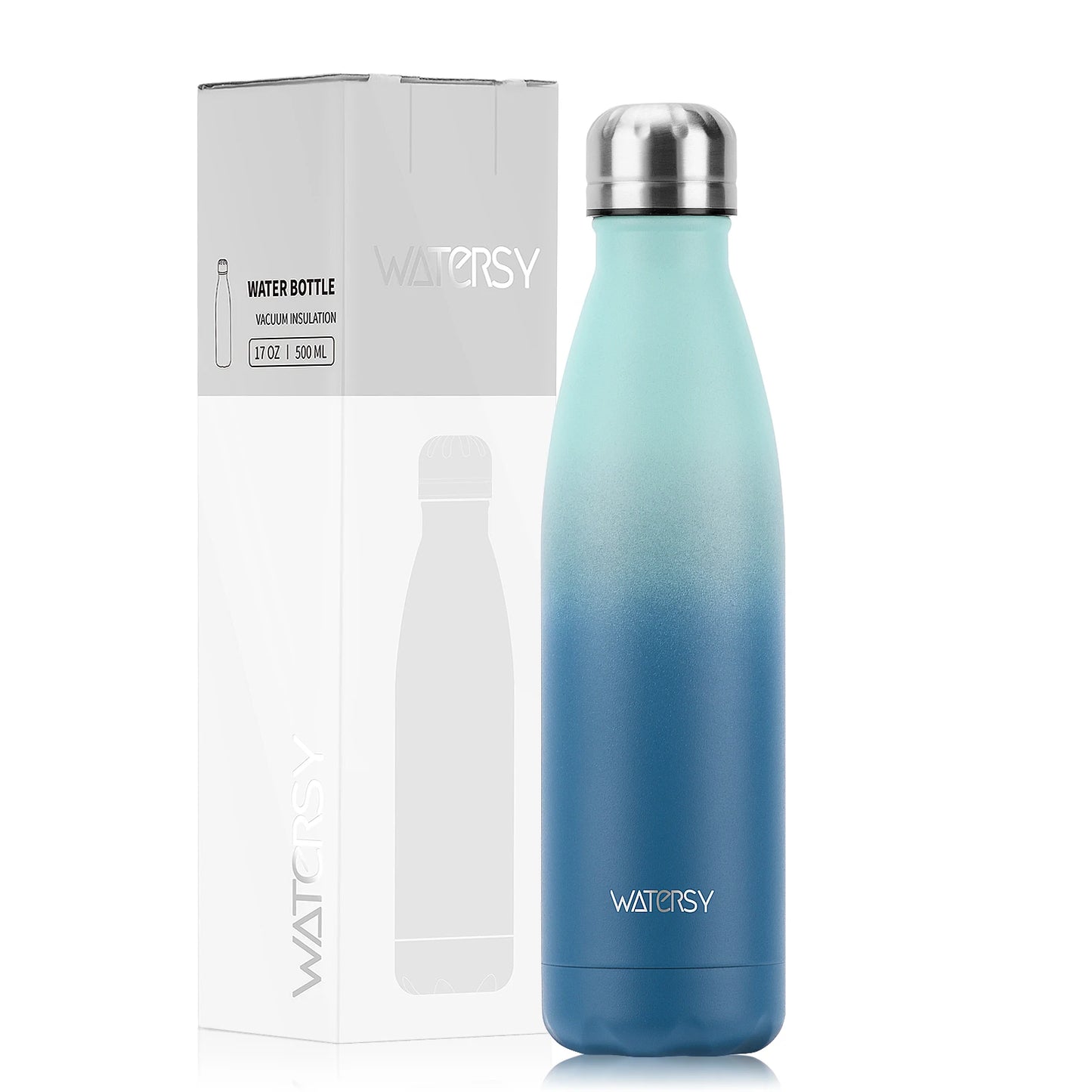 Garrafa térmica WATERSY 500 ml em aço inoxidável, copo térmico isolado para café e água, garrafa de parede dupla para desporto