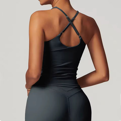 Top Desportivo Feminino — Sutiã Respirável de Fitness, à Prova de Impacto, com Efeito Push Up, Ideal para Yoga, Ginásio e Treino