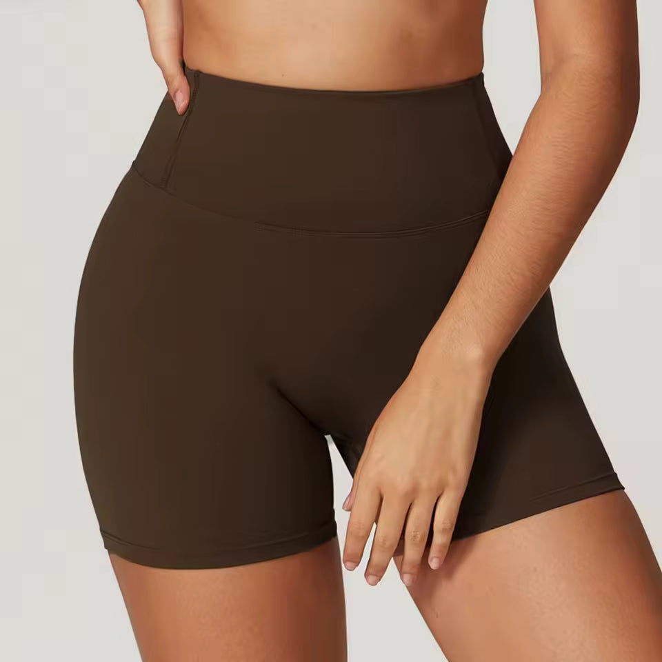 Shorts desportivos femininos de cintura alta, push up, de alta elasticidade, ideais para yoga, corrida, ginásio e treino