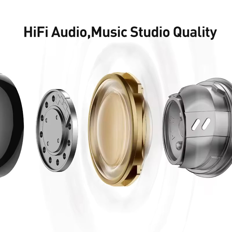 Baseus Bowie M2 S ANC – Auscultadores Sem Fios Bluetooth 5.3, com Cancelamento de Ruído Híbrido de 48 dB e Suporte para Áudio Espacial 3D