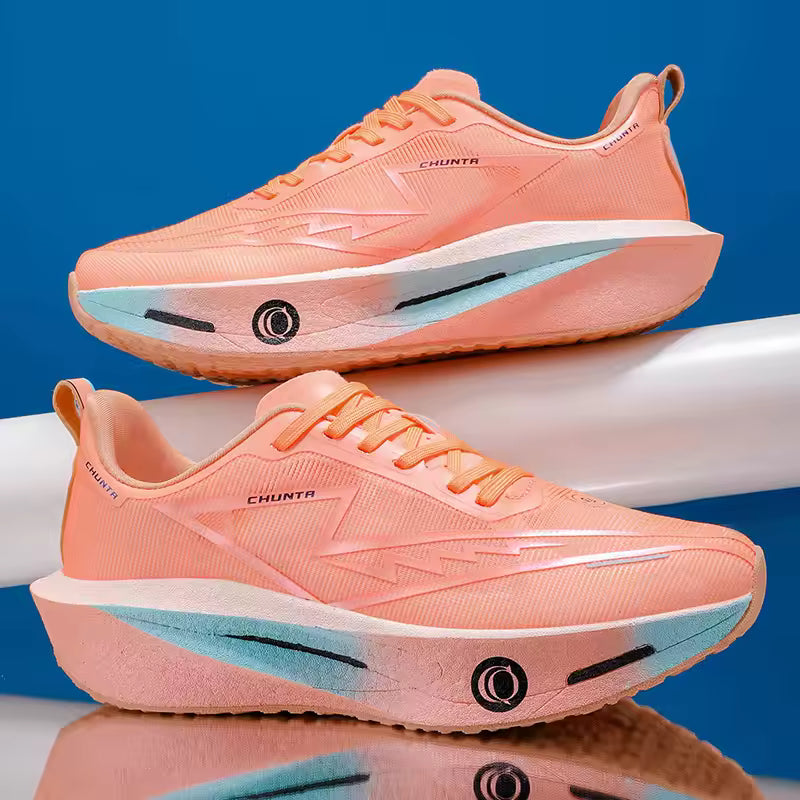 Ténis de corrida desportivos casuais e confortáveis — parte superior em tecido respirável, sola antiderrapante com amortecimento resistente ao desgaste, modelo com atacadores e biqueira arredondada, adequado para todas as estações