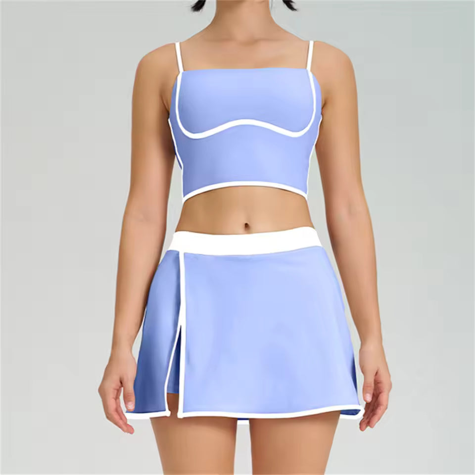 Conjunto feminino de ioga com 2 peças — roupa desportiva de ginásio, leggings fitness e top desportivo para treino.