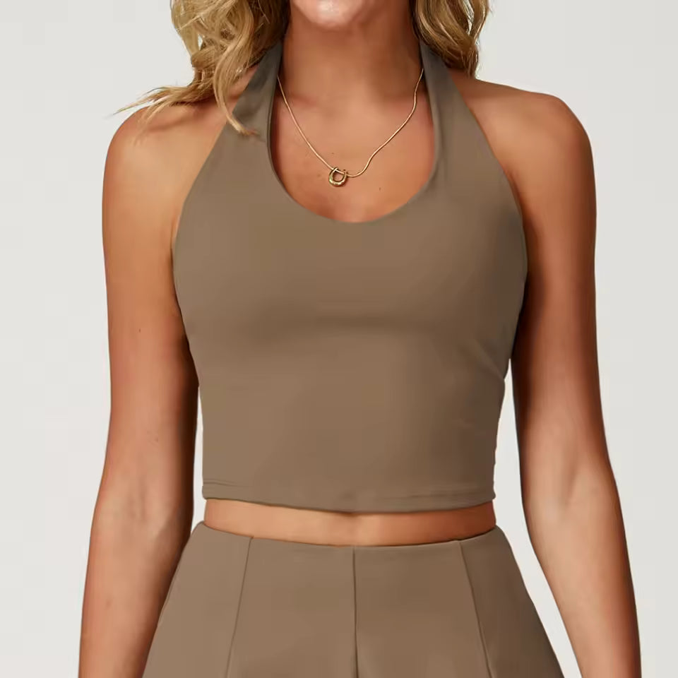 Top Desportivo Feminino Sexy — Sutiã de Yoga Halter Sem Costuras, à Prova de Impacto, de Secagem Rápida, com Efeito Push Up, Ideal para Corrida, Treino e Fitness