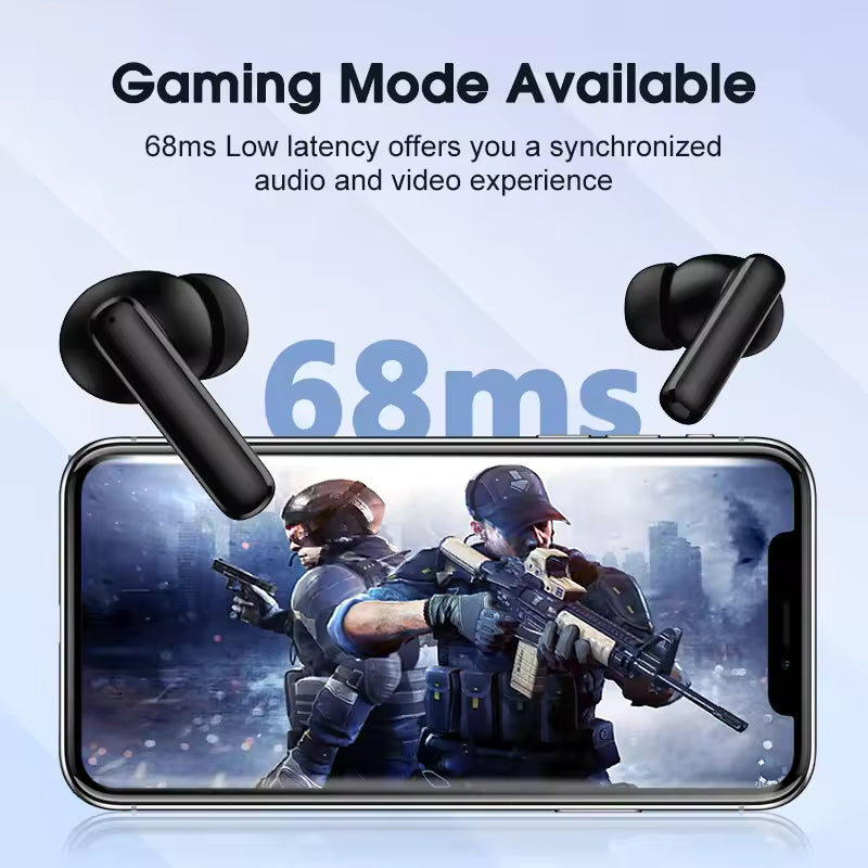 QCY T13 ANC – Auscultadores Sem Fios Bluetooth 5.3, com Cancelamento de Ruído Ativo, Carregamento Rápido, Latência Ultra-Baixa de 0,068 s e Redução de Ruído de 28 dB