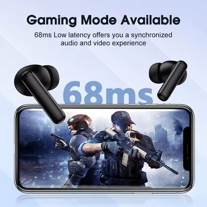 QCY T13 ANC – Auscultadores Sem Fios Bluetooth 5.3, com Cancelamento de Ruído Ativo, Carregamento Rápido, Latência Ultra-Baixa de 0,068 s e Redução de Ruído de 28 dB