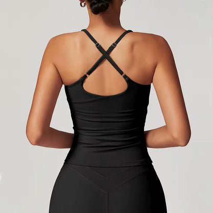 Top Desportivo Feminino — Sutiã Respirável de Fitness, à Prova de Impacto, com Efeito Push Up, Ideal para Yoga, Ginásio e Treino