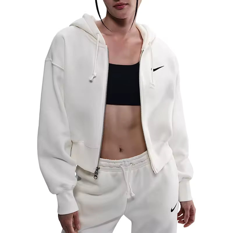 Casaco Curto com Capuz Feminino Nike Oficial Forrado em Fleece e Aconchegante – HJ0941-133