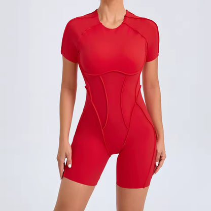 Macacão desportivo acolchoado — conjunto feminino de ginásio e ioga, ideal para treino e fitness.