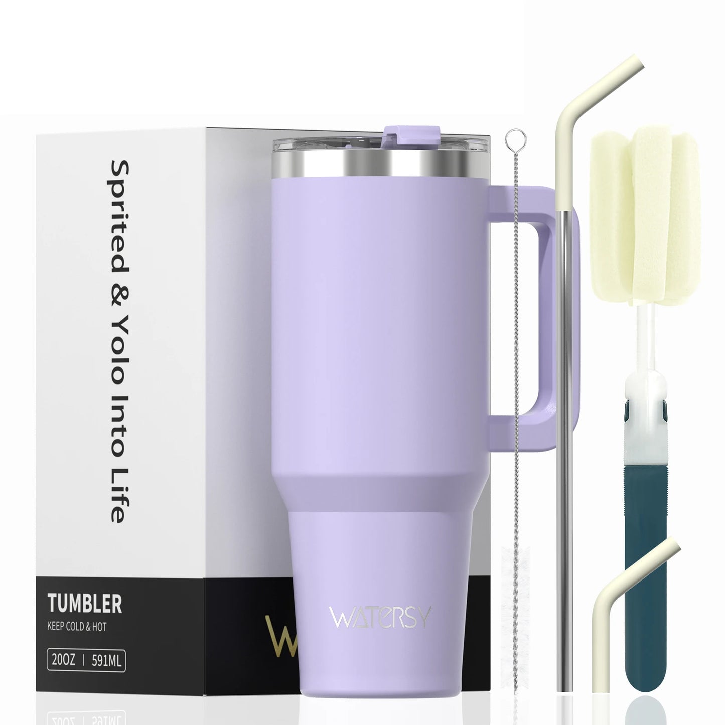 Copo Térmico WATERSY 591 ml com Alça – Isolamento a Vácuo em Aço Inoxidável, À Prova de Vazamentos para Café, Carro e Viagens