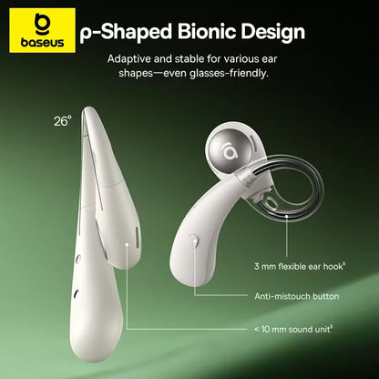 Baseus Eli Sport 2 – Auscultadores Sem Fios de Orelha Aberta Bluetooth 6.0, OWS, Áudio de Alta Resolução com LDAC e Ganchos Desportivos