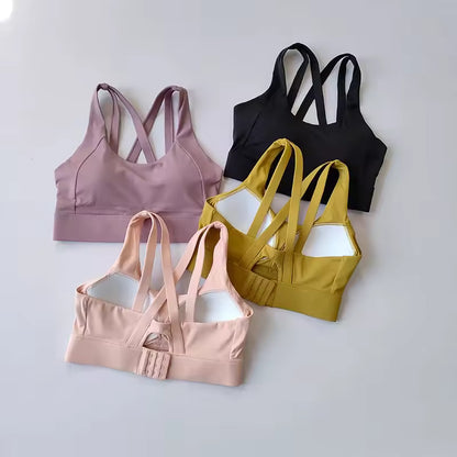 Sutiã desportivo feminino de yoga com absorção de impacto, anti-flacidez e de secagem rápida