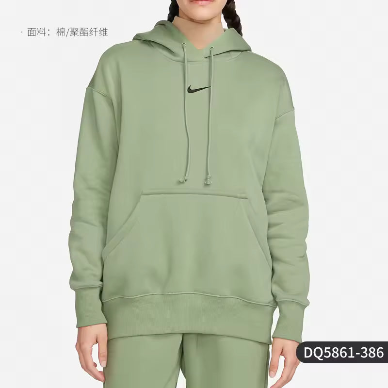 Sweat com capuz desportivo feminino Nike autêntico 2023 com forro em lã quente DQ5861-386